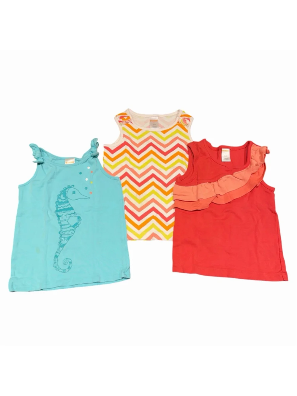 Gymboree Girls Lot Of 3 Tank Tops Size 5 - 100% Cotton Summer Camp Vacation Tops
